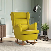 vidaXL Gungfåtölj med ben i massivt gummiträ gul sammet