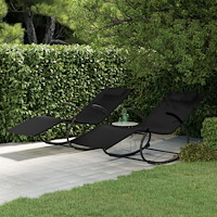 vidaXL Gungande solsängar 2 st svart stål och textilene