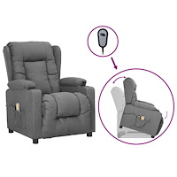 vidaXL Massagefåtölj med uppresningshjälp ljusgrå tyg