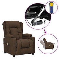 vidaXL Massagefåtölj med uppresningshjälp brun tyg