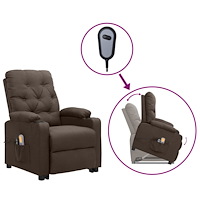 vidaXL Massagefåtölj med uppresningshjälp brun tyg