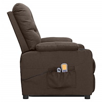 vidaXL Massagefåtölj med uppresningshjälp brun tyg