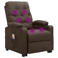 vidaXL Massagefåtölj med uppresningshjälp brun tyg