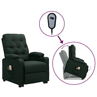 vidaXL Massagefåtölj med uppresningshjälp mörkgrön tyg