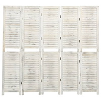 vidaXL Rumsavdelare 5 paneler antikvit 178,5x166 cm massivt trä