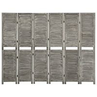vidaXL Rumsavdelare 6 paneler grå 214x166 cm massivt trä