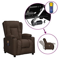 vidaXL Massagefåtölj med uppresningshjälp brun konstläder