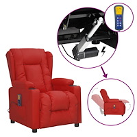 vidaXL Massagefåtölj med uppresningshjälp vinröd konstläder