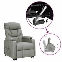 vidaXL fåtölj med uppresningshjälp ljusgrå tyg