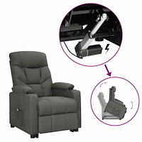 vidaXL fåtölj med uppresningshjälp mörkgrå tyg