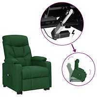 vidaXL fåtölj med uppresningshjälp mörkgrön tyg