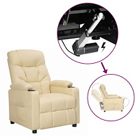 vidaXL fåtölj med uppresningshjälp gräddvit tyg