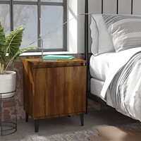 vidaXL Sängbord med metallben brun ek 40x30x50 cm