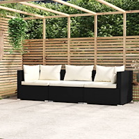 vidaXL Tresitssoffa med dynor konstrotting svart