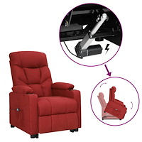 vidaXL fåtölj med uppresningshjälp vinröd tyg