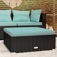 vidaXL Fotpall med dyna konstrotting svart 70x70x30 cm