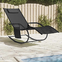 vidaXL Gungande solsäng svart stål och textilene