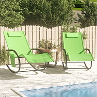 vidaXL Gungande solsängar 2 st grön stål och textilene