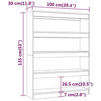 vidaXL Bokhylla/Rumsavdelare högglans vit 100x30x135 cm