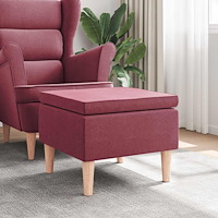 vidaXL Fotpall med träben vinröd tyg