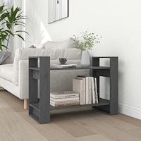 vidaXL Bokhylla/rumsavdelar grå 80x35x56,5 cm massiv furu