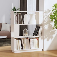 vidaXL Bokhylla/Rumsavdelare vit 80x25x101 cm massiv furu