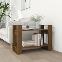 vidaXL Bokhylla/rumsavdelare honungsbrun 80x35x56,5 cm massivt trä