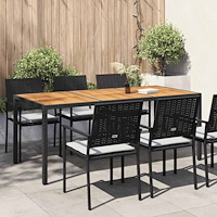 vidaXL Trädgårdsbord 190x90x75 cm konstrotting och akaciaträ svart