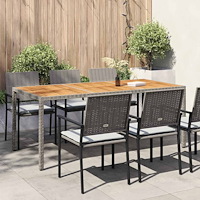 vidaXL Trädgårdsbord 190x90x75 cm konstrotting och akaciaträ grå