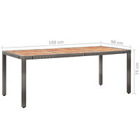 vidaXL Trädgårdsbord 190x90x75 cm konstrotting och akaciaträ grå