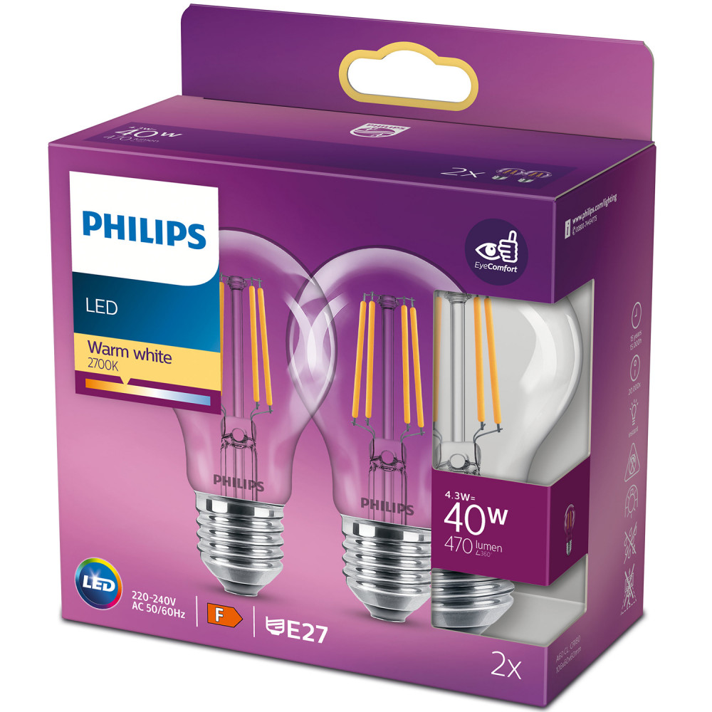 LED E27 Normal 4,3W 40W)Klar 470lm