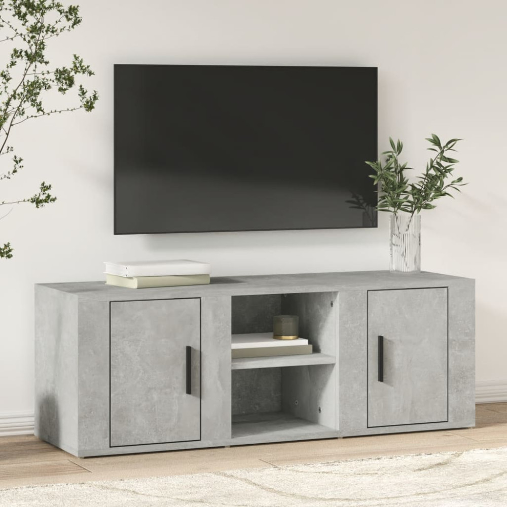 Tv-bänk betonggrå 100x31,5x35 cm konstruerat trä