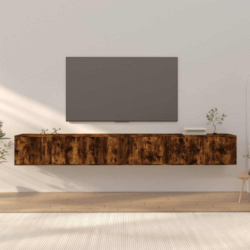 Väggmonterade tv-skåp 3 st rökfärgad ek 100x34,5x40 cm