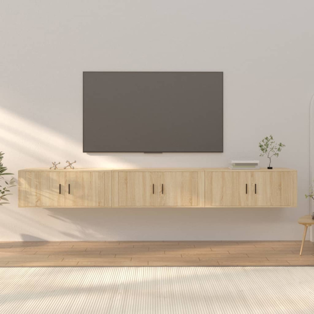 Väggmonterade tv-skåp 3 st Sonoma ek 100x34,5x40 cm