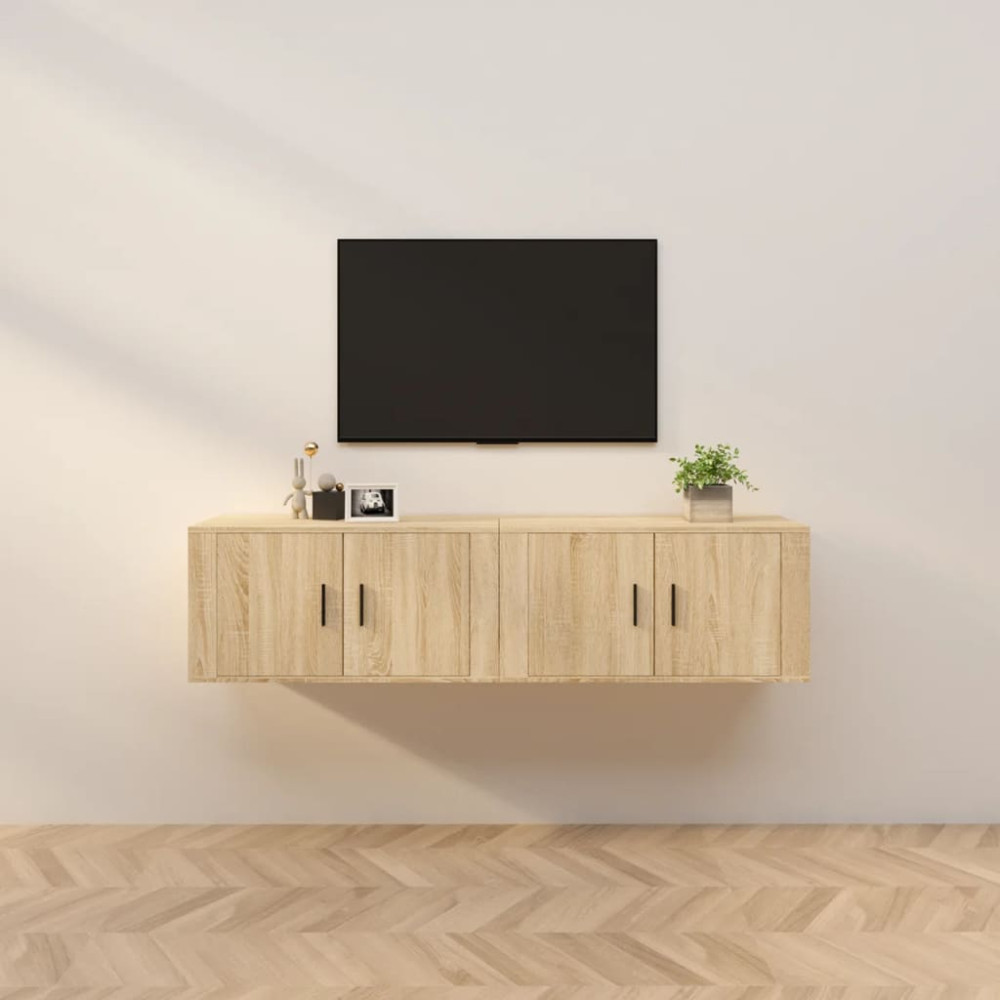 Väggmonterade tv-skåp 2 st Sonoma ek 80x34,5x40 cm