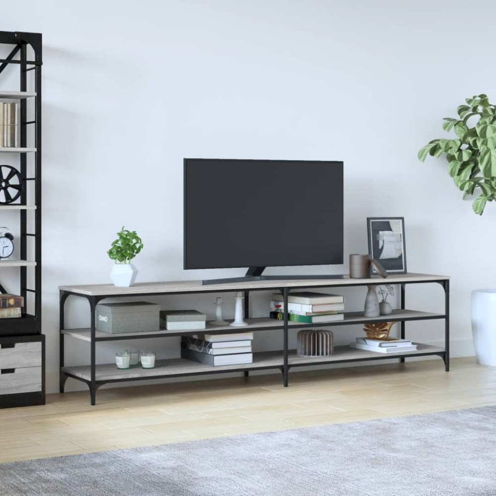 Tv-bänk grå sonoma 200x30x50 cm konstruerat trä och metall