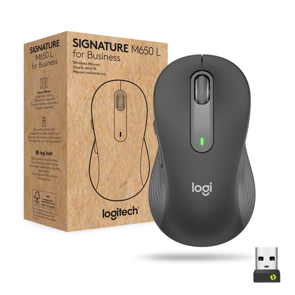 Logitech Signature M650 for Business - mus - 2.4 GHz, Bluetooth - grafit