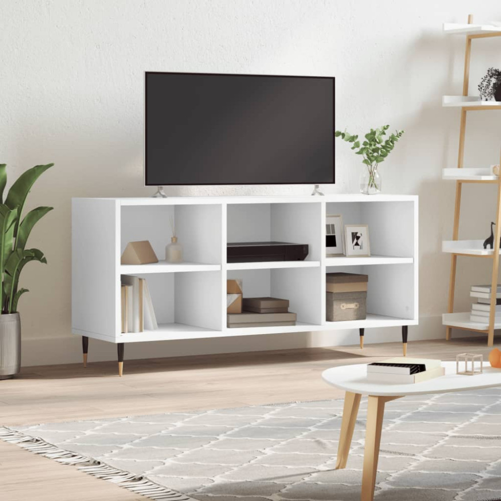 Tv-bänk vit 103,5x30x50 cm konstruerat trä