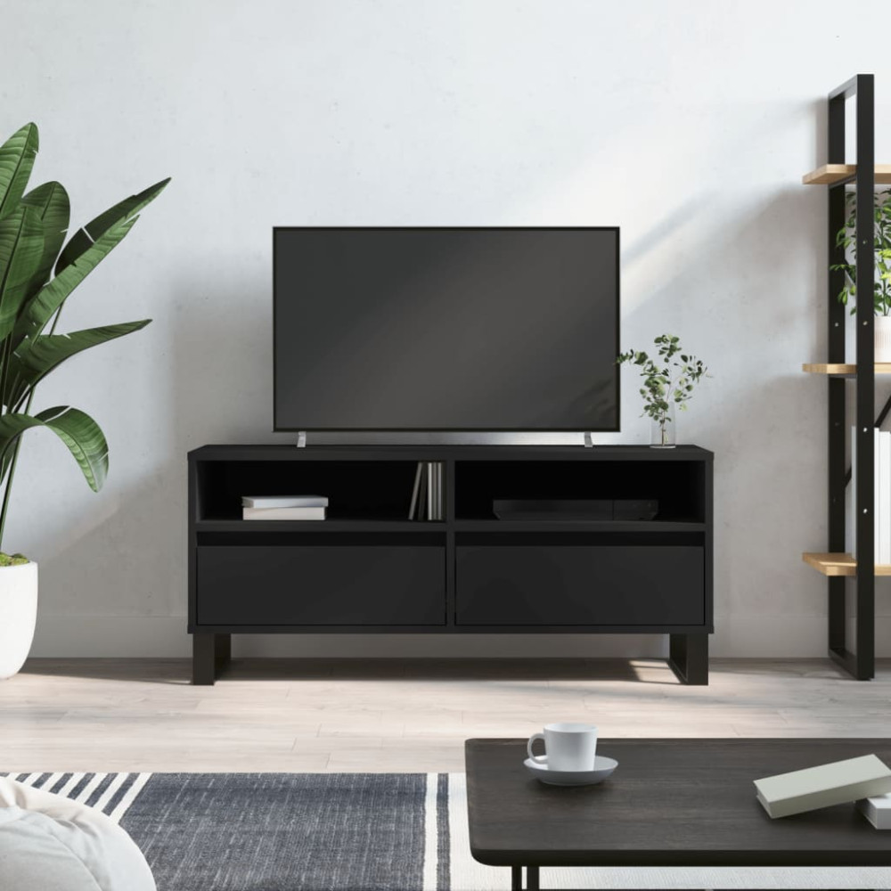 Tv-bänk svart 100x34,5x44,5 cm konstruerat trä