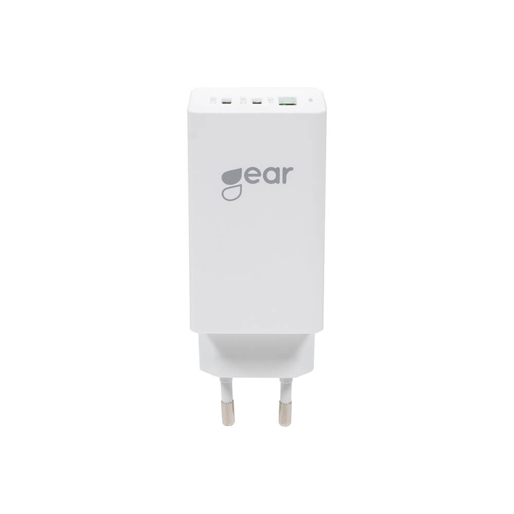 Laddare GaN 220V 2xUSB-C + 1xUSB-A PD 45W + 18W + 3A (totalt 65W) Vit