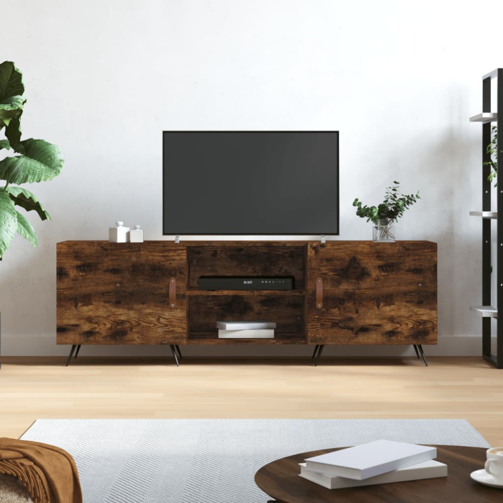 Tv-bänk rökfärgad ek 150x30x50 cm konstruerat trä