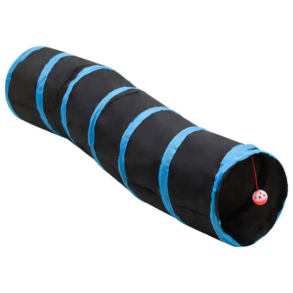S-formad kattunnel svart och blå 122 cm polyester - vidaXL