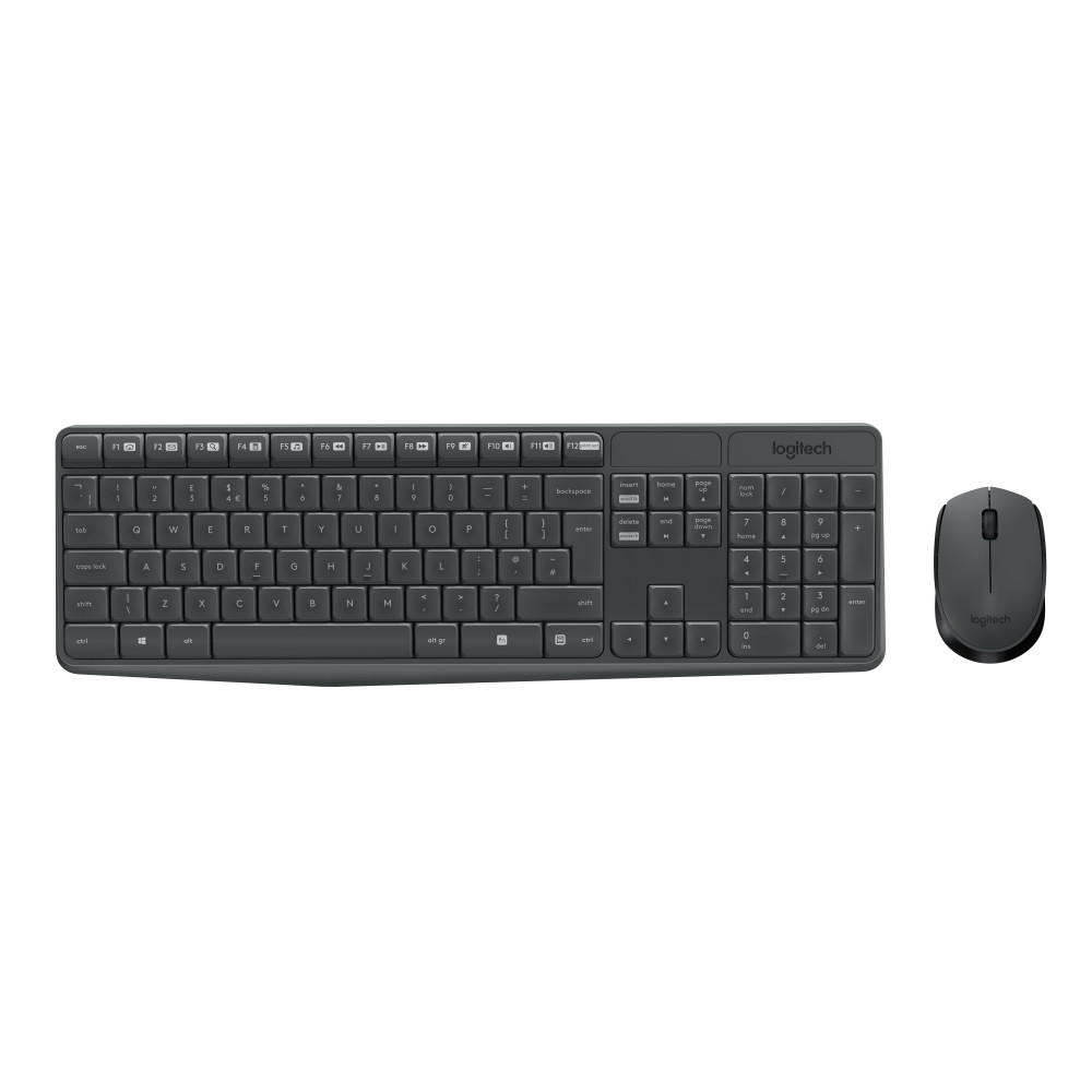 Logitech MK235 tangentbord Mus inkluderad USB QWERTY Amerikanskt internationellt Grå