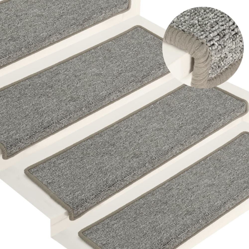 Trappmattor 15 st 65x21x4 cm ljusgrå rektangulär kant