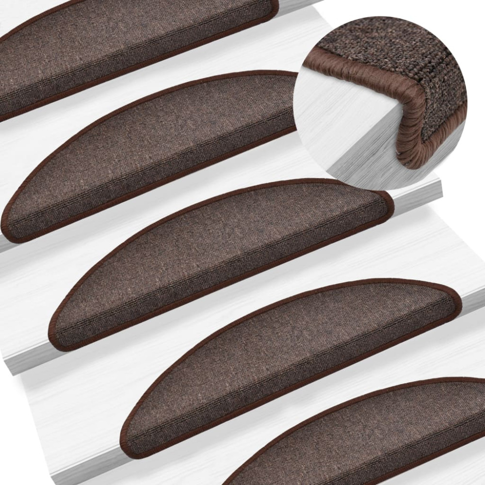 Trappmattor 10 st 56x17x3 cm kaffebruna halvrunda