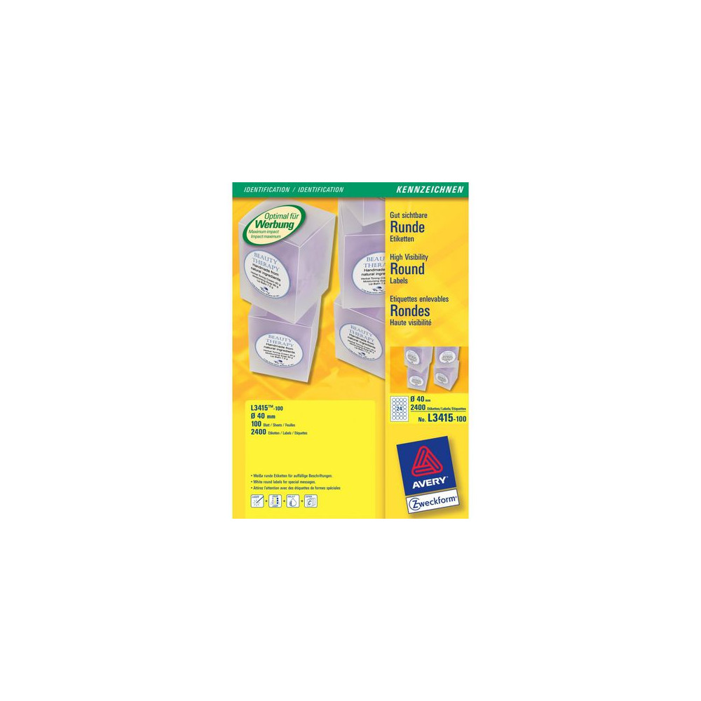 Etikett AVERY rund 40mm 2400/fp