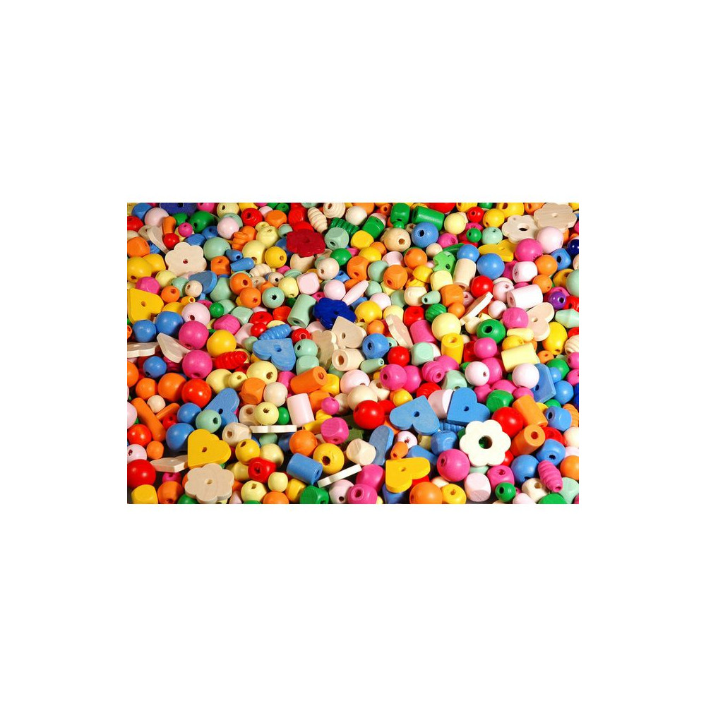 Träpärlmix 750g pastellfärger Playbox