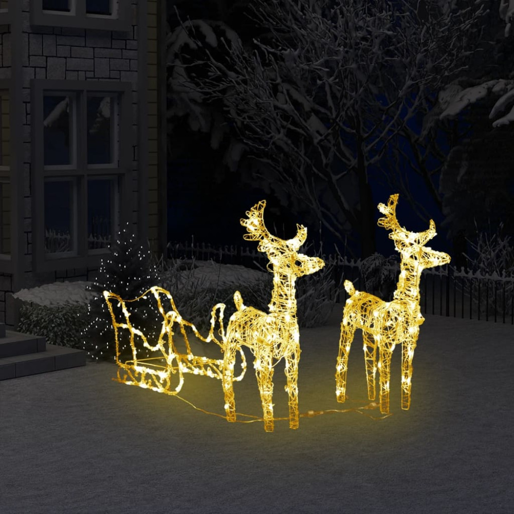 Juldekoration renar & släde 160 LED 130 cm akryl