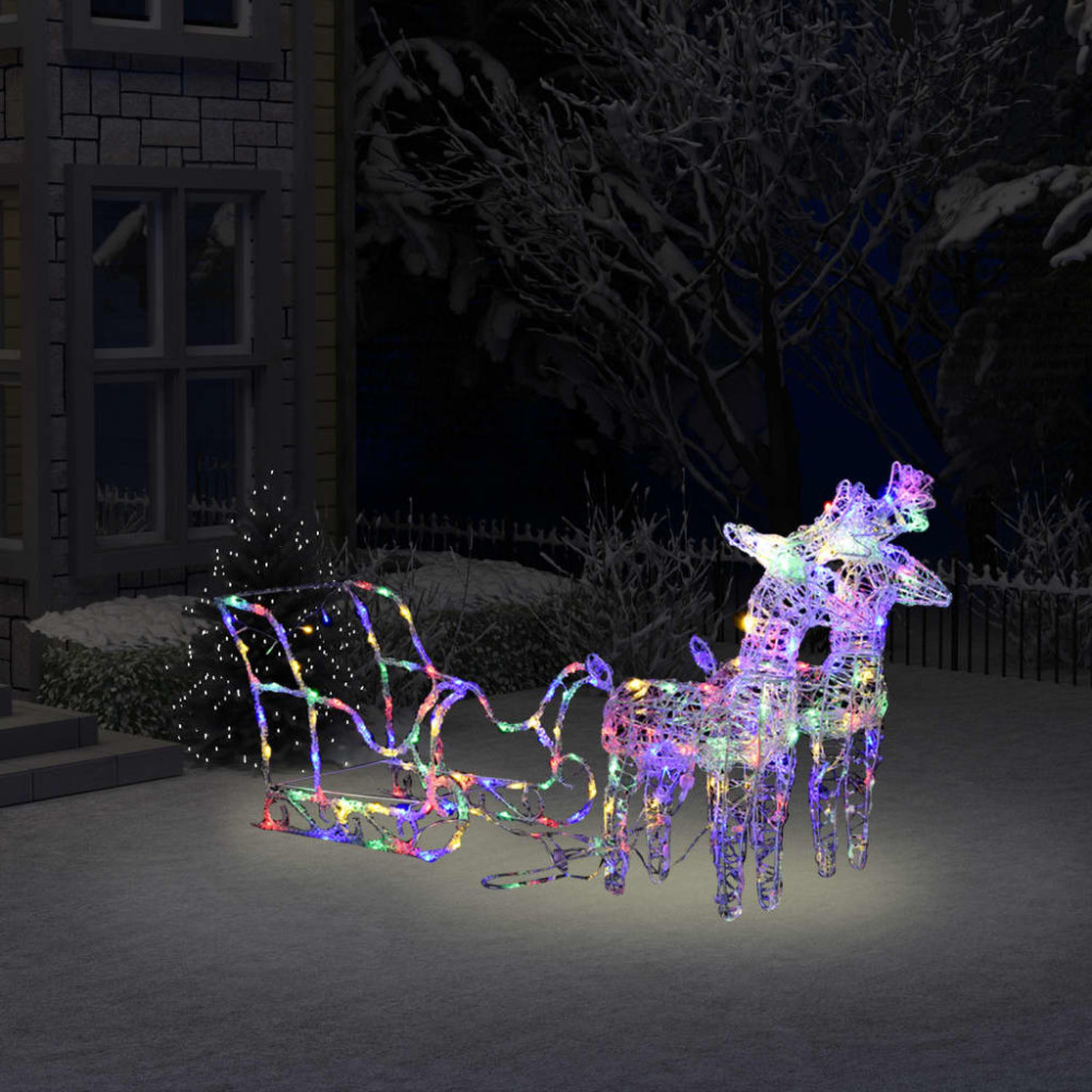 Juldekoration renar & släde 160 LED 130 cm akryl