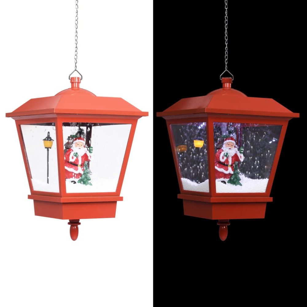Hänglykta med LED och jultomte röd 27x27x45 cm